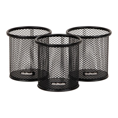 Mind Reader Metal Pen Holder, Black, 3 Pieces/Set (CLIPMESH3-BLK)