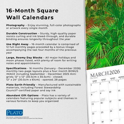 2026 Plato America the Beautiful 12" x 12" Monthly Wall Calendar (9798330706600)