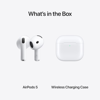 Apple AirPods 5 Wireless Active Noise Cancellation Earbuds with Wireless Charging Case, Bluetooth, White (MKFT4LL/A)