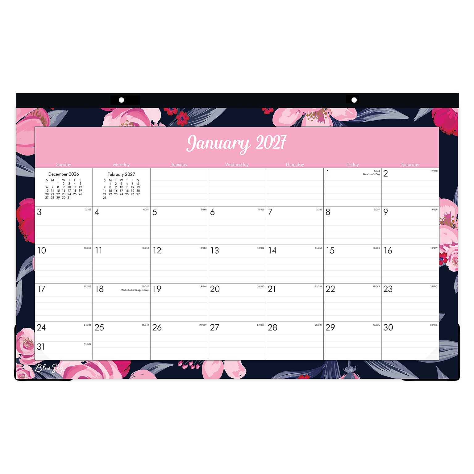2027 Blue Sky Mimi Pink 17 x 11 Monthly Desk Pad Calendar, Pink (148626-27)