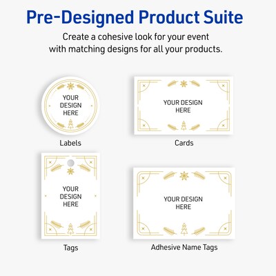 Avery Gold-White Christmas Trees Matte Blank Card, White, 80/Pack (S00-FE5)