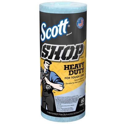 Scott Shop Towels Heavy Duty Nylon Towels, Blue, 55 Sheets/Roll, 12 Rolls/Carton (32992)