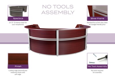 Regency Marque 142"W Curved Reception Desk Workstation, Mahogany (77294MH)