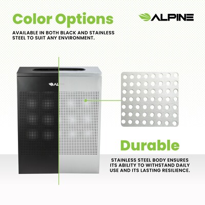Alpine Industries Stainless Steel Trash Can, 23 Gallon, Silver (ALP438-23-SS-MK)