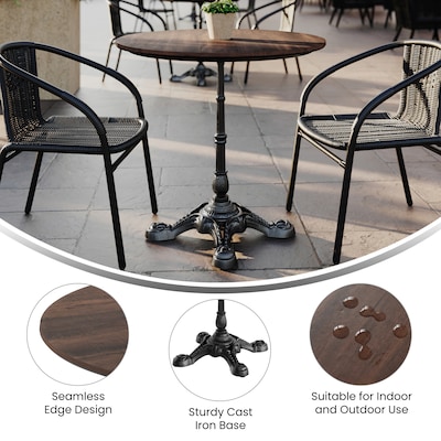 Flash Furniture Acadia 31.25" Round Wooden Dining Table with Bistro Base, Dark Brown/Black Base (STRD31WBRST2222)