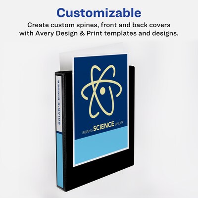 Avery Heavy Duty 2" 3-Ring View Binders, One Touch EZD Ring, Navy Blue (79802)