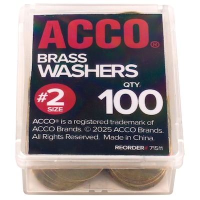 ACCO® Brass Washers, 15/32", Box of 100 (ACC71511)