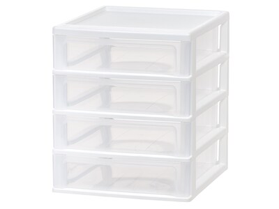 Iris 4-Drawer Desktop Unit, White/Clear, 2/Pack (587013)