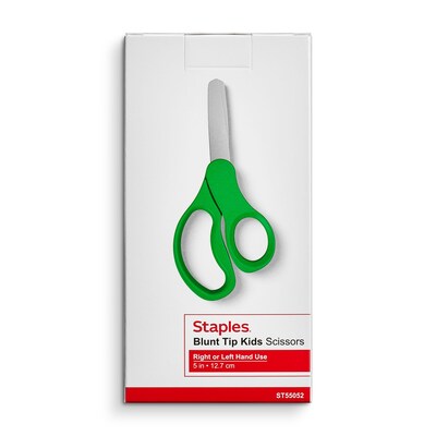 Staples 5" Kids Blunt Tip Stainless Steel Scissors, Straight Handle, Right & Left Handed (TR55052)