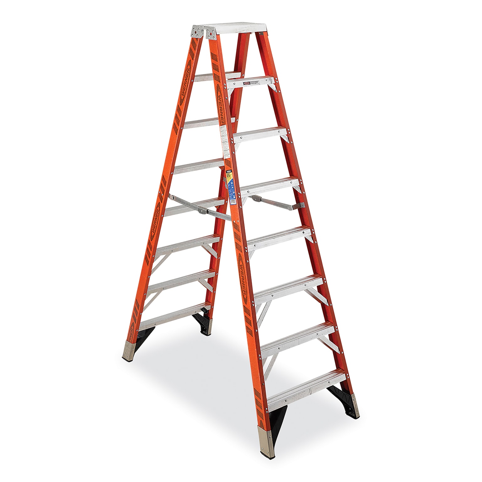 Werner 8 Fiberglass Twin Step Ladder, 375 lbs. Capacity (T7404)