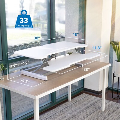 Mount-It! 38"W Manual Adjustable Standing Desk Converter, White (MI-15005)