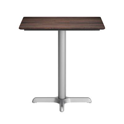 Flash Furniture Acadia Wooden Dining Table with X-Base, 23.75"D x 29.75"W, Dark Brown/Silver Base (ST2430WBRT2222S)