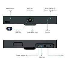 YeaLink UVC34 HD 4K Conferencing Webcam, 8 Megapixels, Black (1206611)