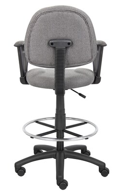 Boss Deluxe Posture Fabric Drafting Stool with Swivel Base, Gray (B1617-GY)