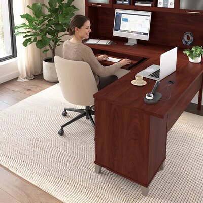 Bush Home Somerset 72" W L Shaped Computer Desk with Hutch, Hansen Cherry (SET001HC)
