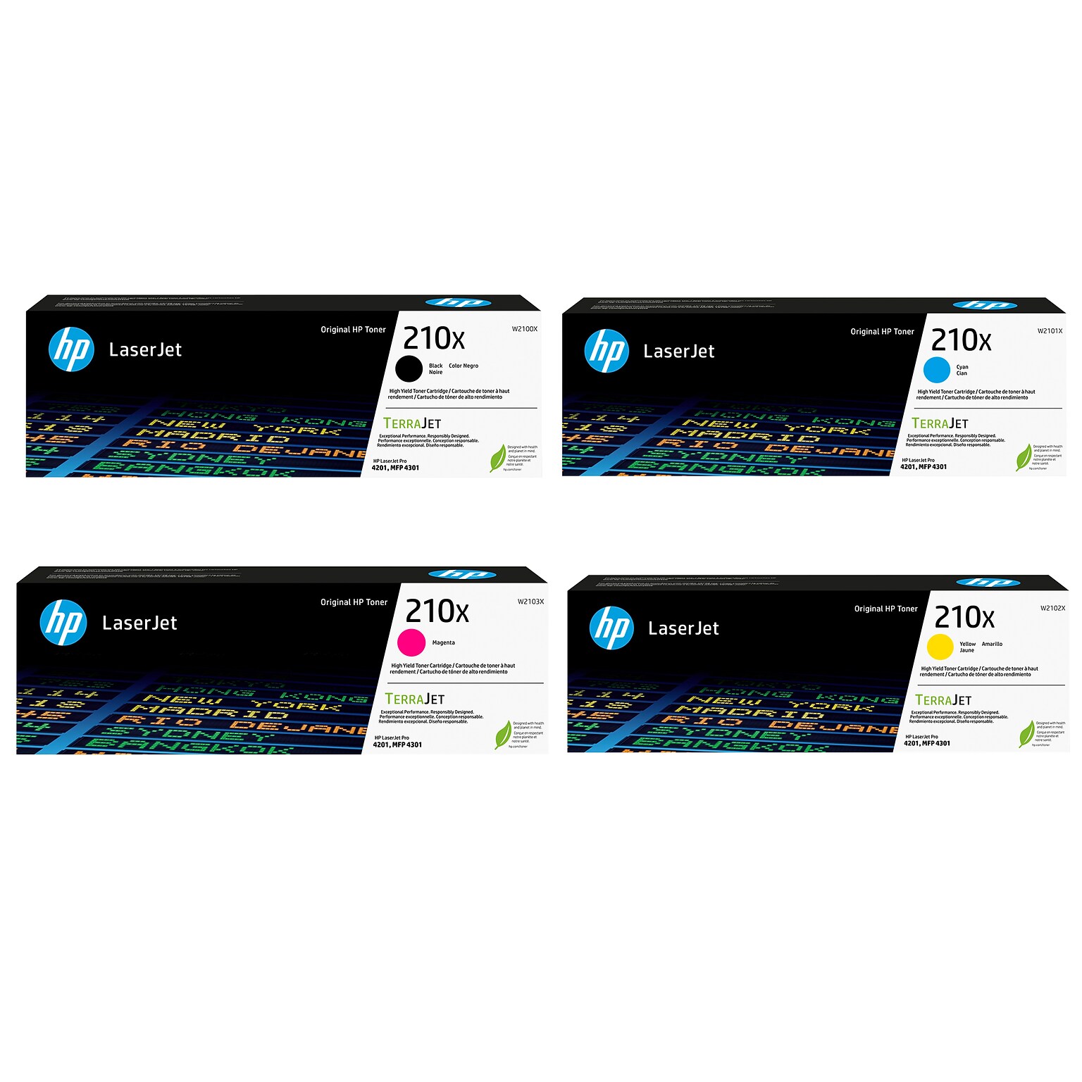 HP 210X Black/Cyan/Magenta/Yellow High Yield Toner 4PK