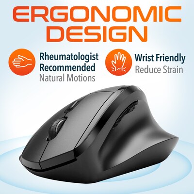Delton S30 Wireless Ergonomic Optical Mouse, Black (DMERGS30-WB)