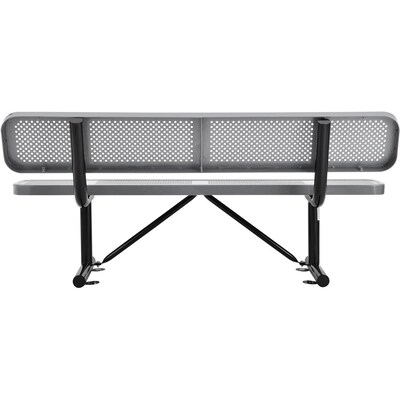 Global Industrial 6' Outdoor Steel Picnic Bench w/ Backrest, Perforated Metal, Gray (694557GY)