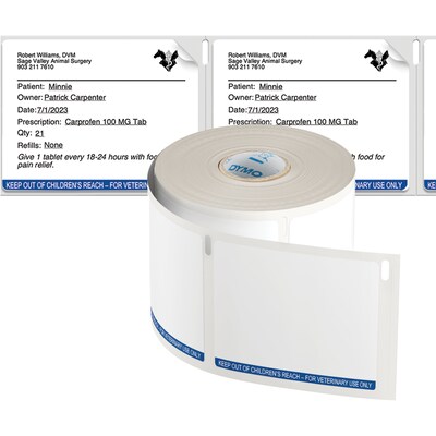DYMO® LabelWriter™ Veterinary Prescription Labels, 2-3/4" x 2-1/8,", 400 Labels/Roll, 6 Rolls/Box (2187328)