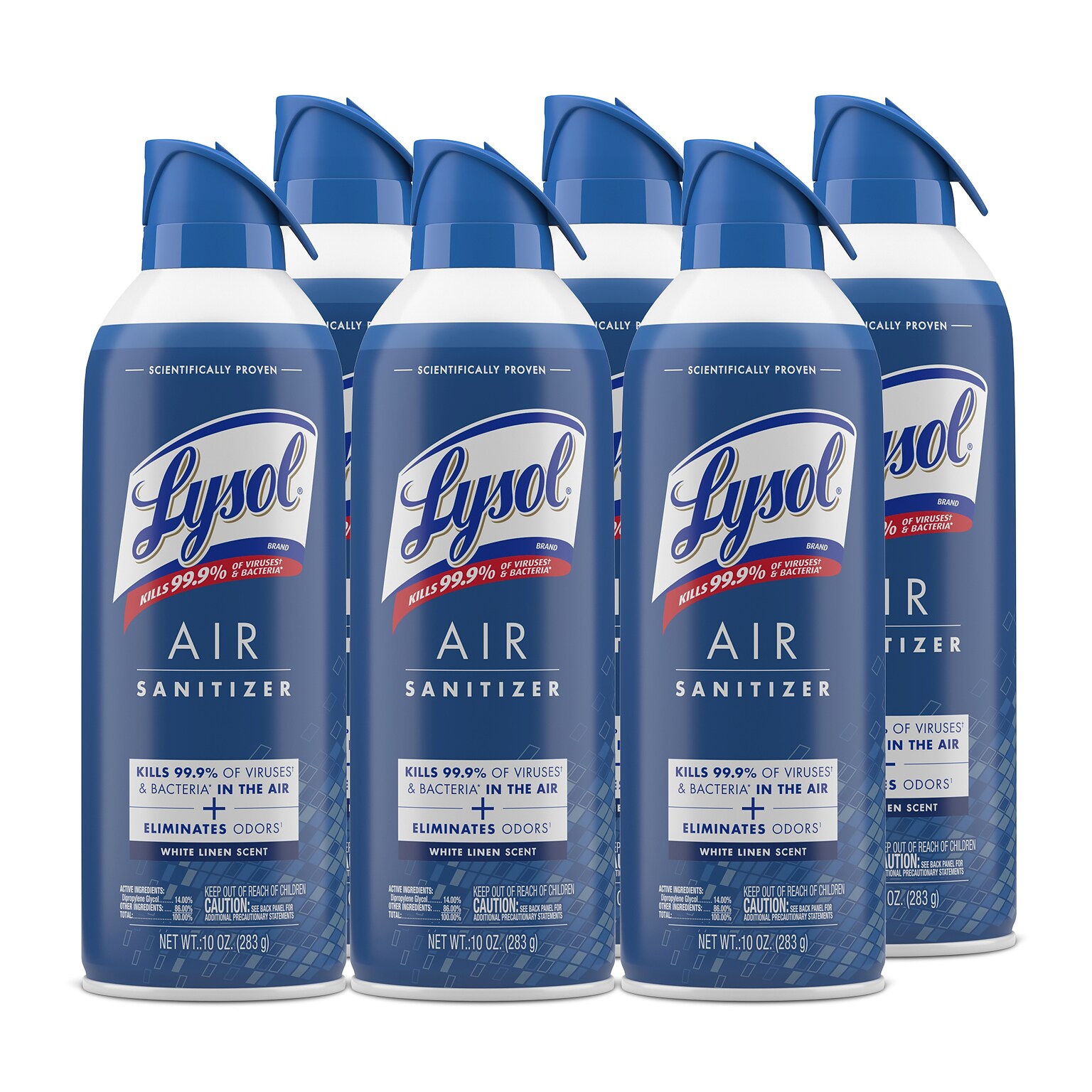 Lysol Air Sanitizer Spray, White Linen Scent, 10 oz., 6/Carton (19200-99351)