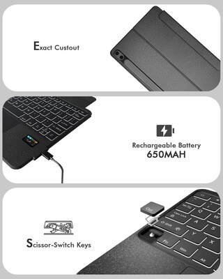 SaharaCase ProTouch Slim Keyboard Case with Built-in Track Pad for Galaxy Tab S11, Scorpion Black (TB00494)