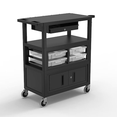 Luxor TUFFY XL Deluxe Teacher Cart, Black (ECMBSKBC-B)