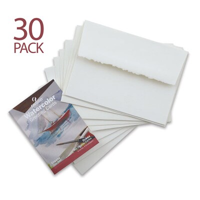 Canson Montval Watercolor Cards & Envelopes, 5 x 7, White, 30/Pack (MCXC100511542)