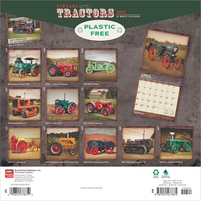 2025 BrownTrout Vintage Tractors 12 x 12 Monthly Wall Calendar (9781975477875)