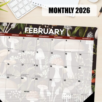 2026 Willow Creek Monthly Mushrooms 22" x 17" Monthly Desk Pad Calendar (57247)