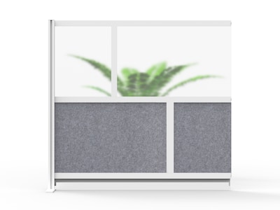 Luxor Modular Room Divider Add-On Wall, 48H x 53W, Gray PET/Frosted Acrylic (MW-5348-XFCG)