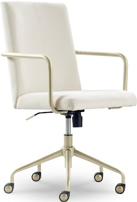 Elle Decor Giselle Fabric Computer and Desk Chair, Cream/Gold (CHR10058D)