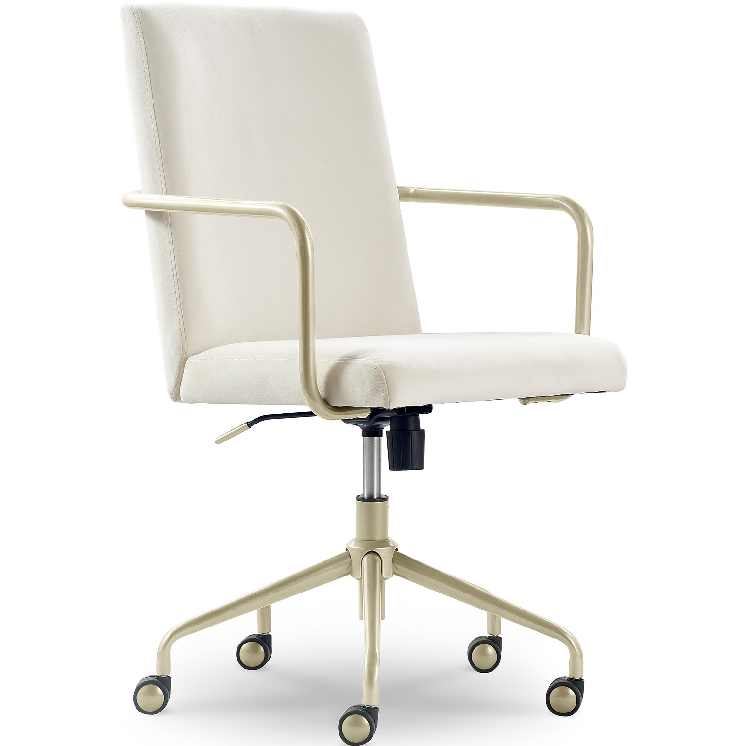 Elle Decor Giselle Fabric Computer and Desk Chair, Cream/Gold (CHR10058D)