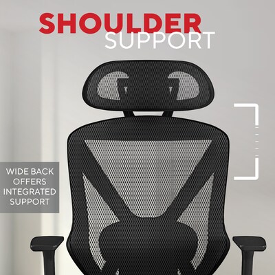 Staples® Dexley Ergonomic Mesh Swivel Task Chair, Black (UN56946)
