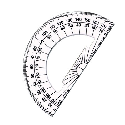 Charles Leonard 180-Degree Protractor, 4", Clear, 12/Pack, 3 Packs/Bundle (CHL77104IP-3)