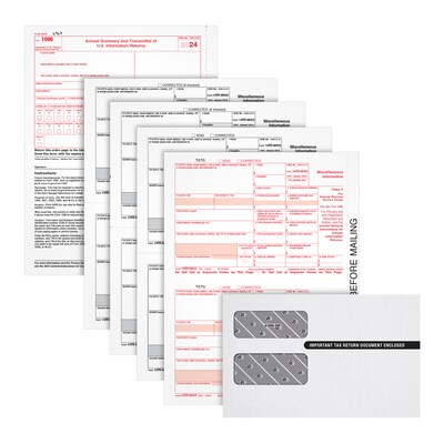 Adams 2024 1099-MISC 4-Part Laser/Inkject Tax Forms with Envelopes and software, 50/pack (LMISC425Q)