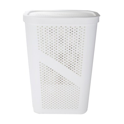 Mind Reader Perforated Plastic Hamper with Lid, White (HBIN60-WHT)