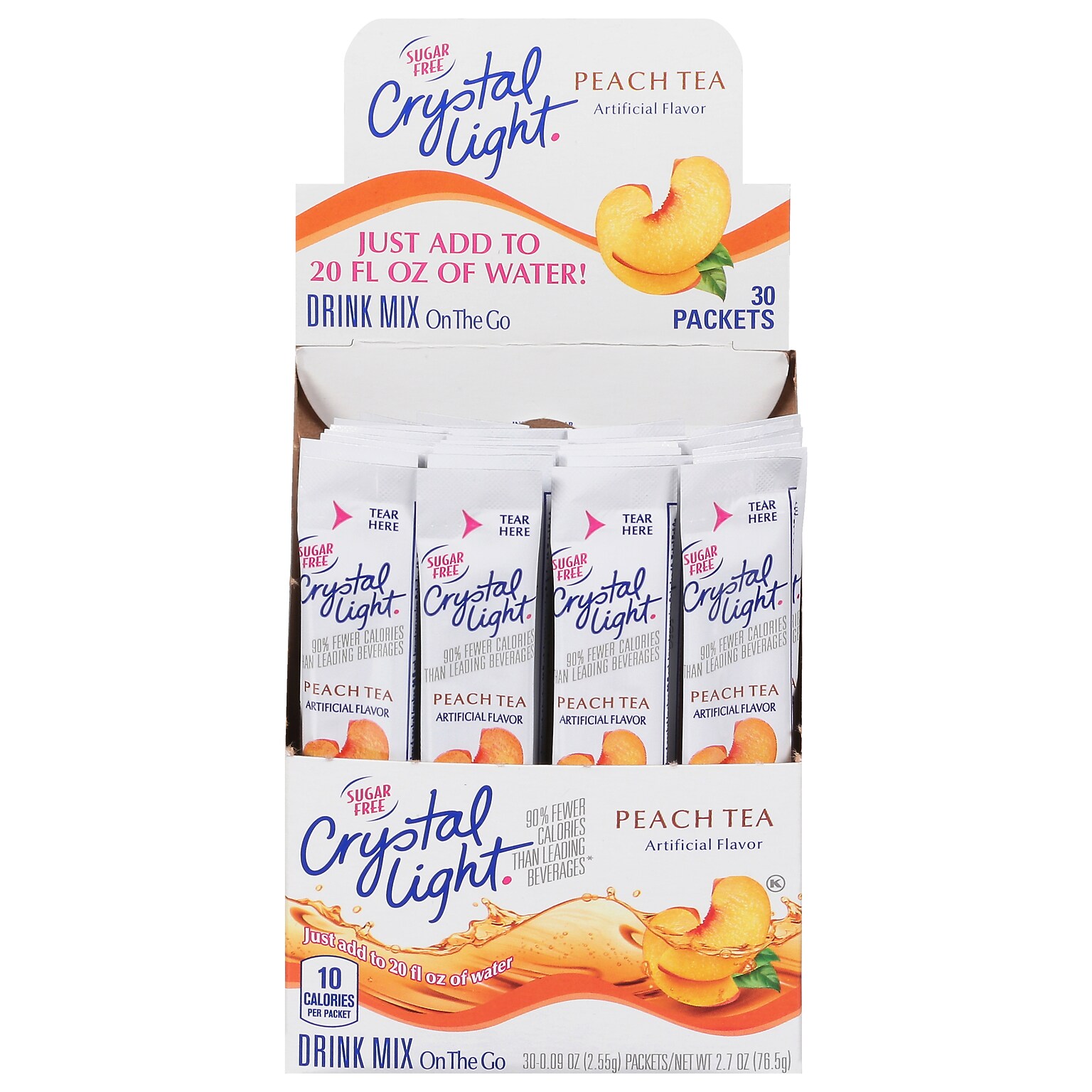 Crystal Light On The Go Peach Tea Powder, 0.09 Oz., 30/Box (00797)