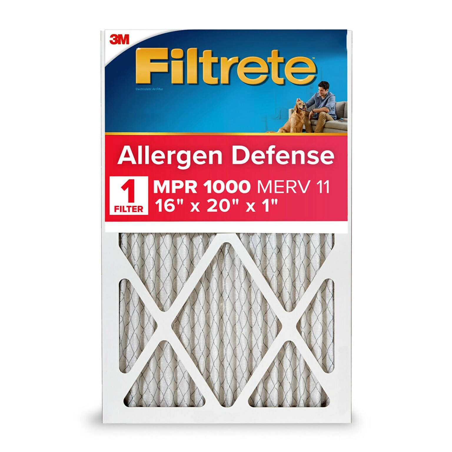 Filtrete Allergen Defense Air Filter, 1000 MPR, 16 x 20 x 1 (9800-4)