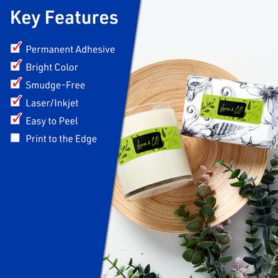 Avery Laser/Inkjet Multipurpose Rectangle Labels, 5/8 x 3, Bright Green, 2560/Box (94214)