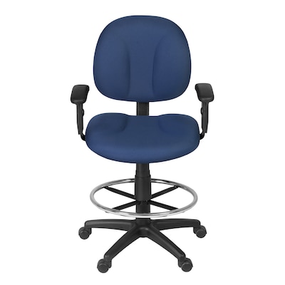 Regency Comfort Series Fabric Drafting Chair with Footrest and Lumbar Support, Navy Blue (105-AA-DK-NV)