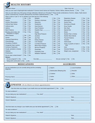 Medical Arts Press®  Dental Registration Forms Featuring Updates Section, Unpunched, Sky Blue