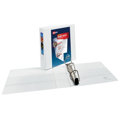 Avery Heavy Duty 3 3-Ring View Binders, Slant Ring, White (5604)
