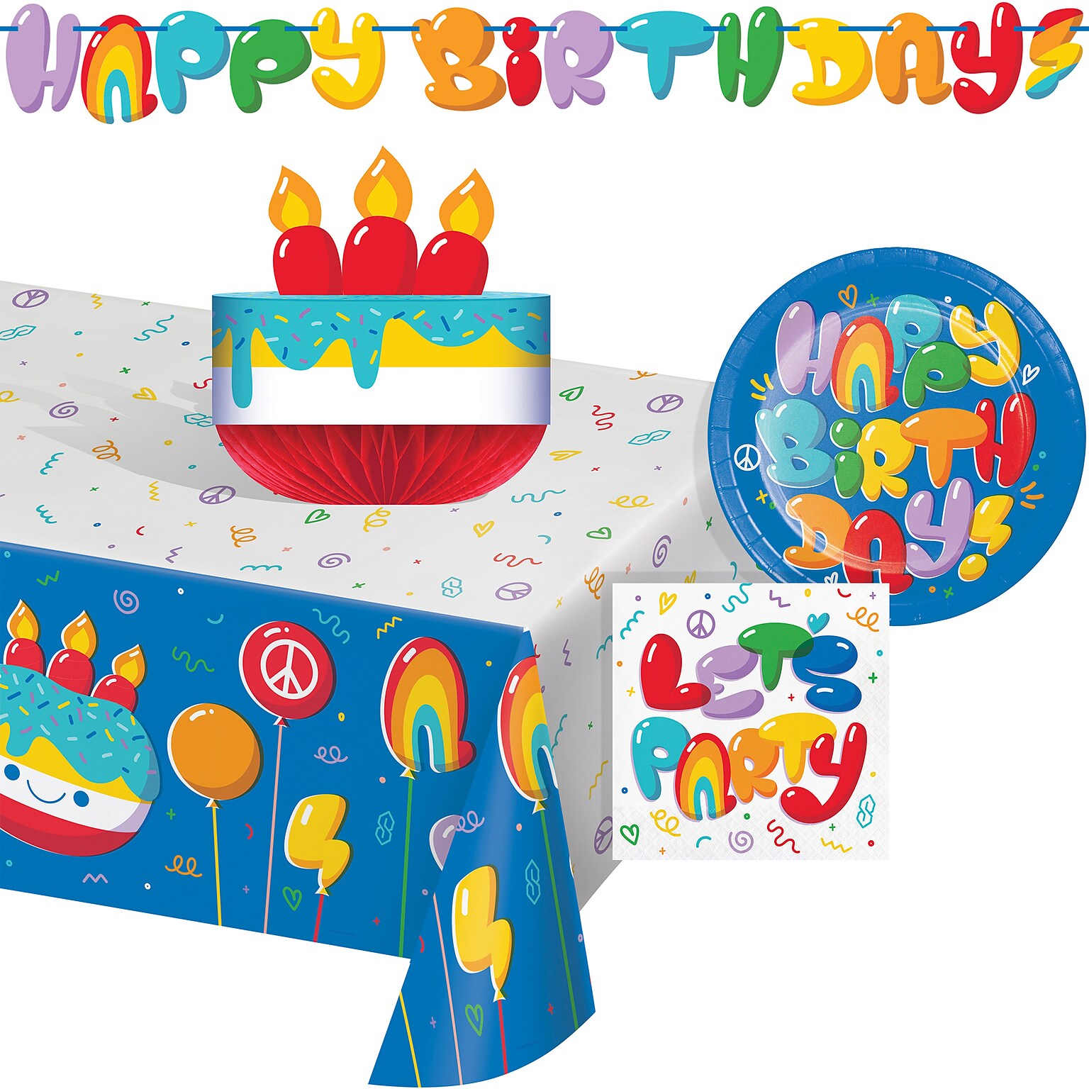 Creative Converting Bubbly Birthday Party Kit, Multicolored, Serves 8 (DTC9502E4A)