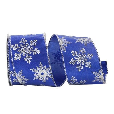 JAM Paper Ribbon, Royal/Silver Metallic Snowflakes (52640348406)