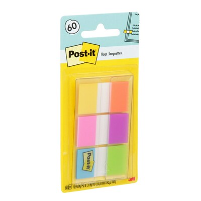 Post-it® Flags, .94" Wide, Alternating Electric Glow Collection, 60 Flags/Pack (680-EG-ALT)