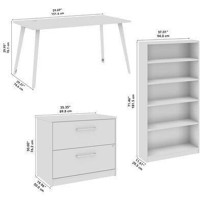 Bush Business Furniture Vista 60"W Desk with Lateral File Cabinet and Bookcase, Black Walnut (VST012BWSU)