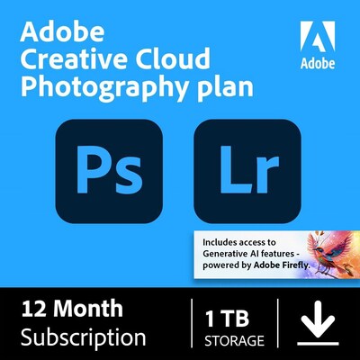 Adobe Creative Cloud Photography plan with 1TB for 1 User, Windows and Mac, Download (30007011)