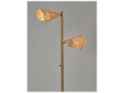 Adesso Cove 62.75" Antique Brass Floor Lamp with 2 Irregular Shades (5114-21)