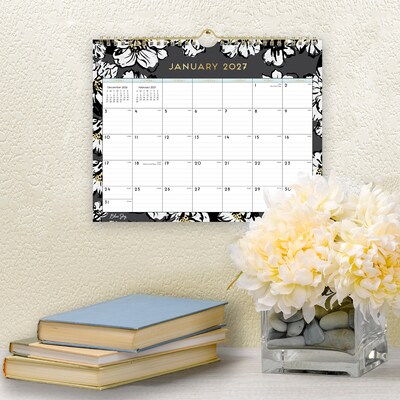 2027 Blue Sky Baccara Dark 11" x 8.75" Monthly Wall Calendar, Black/Gold (116052-27)