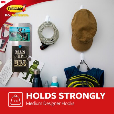 Command Medium Decorative Hooks, 3 lb., White, 6/Pack (17081-6ES)